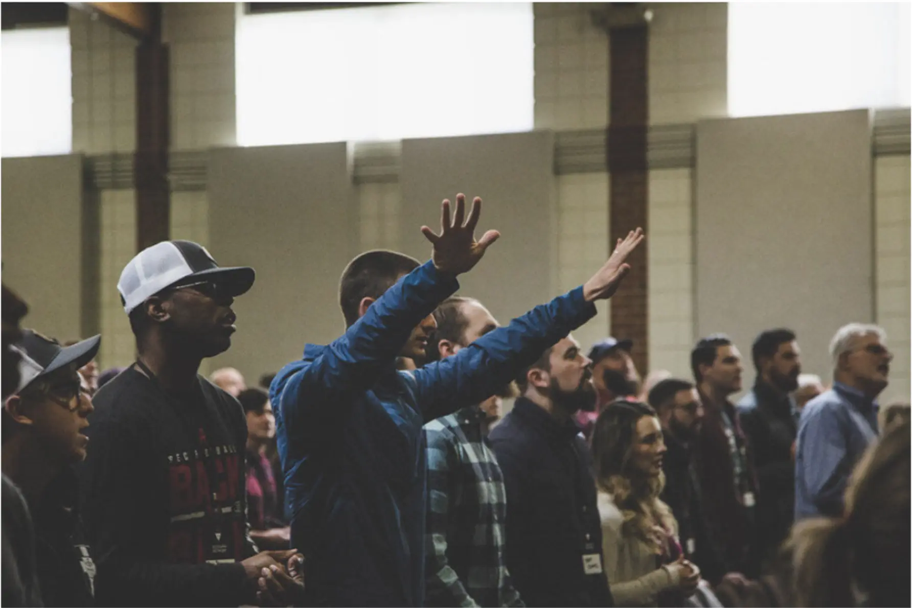 Man with hands raised